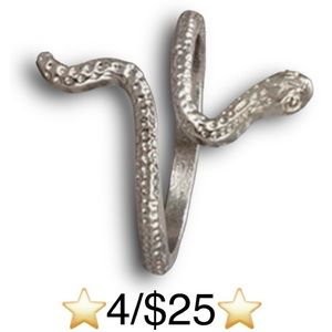 Adjustable Open Style Silver Tone Snake Ring